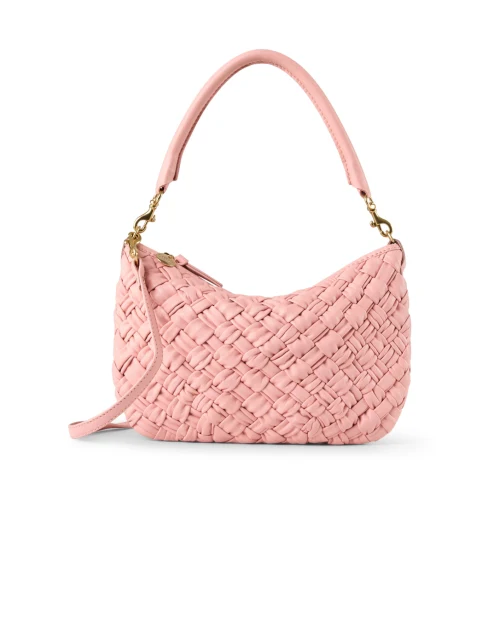 Petit Moyen Pink Leather Woven Messenger Bag