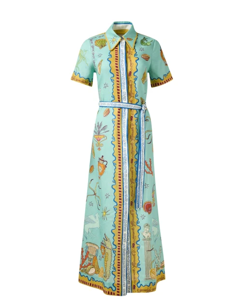 Multi Print Linen Shirt Dress