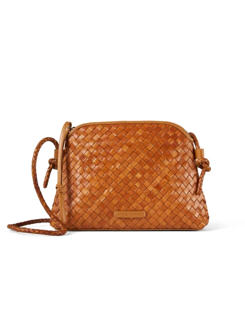 Mallory Brown Woven Leather Crossbody Bag