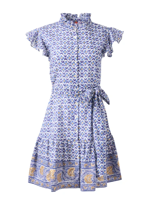 Veranda Blue and Gold Print Dress
