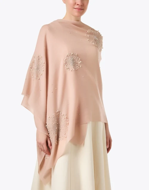 Pink Embroidered Merino Wool Scarf