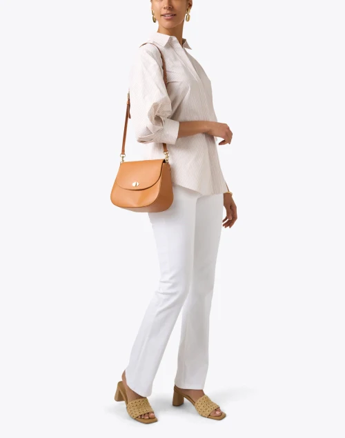 Beige Stripe Cotton Blouse