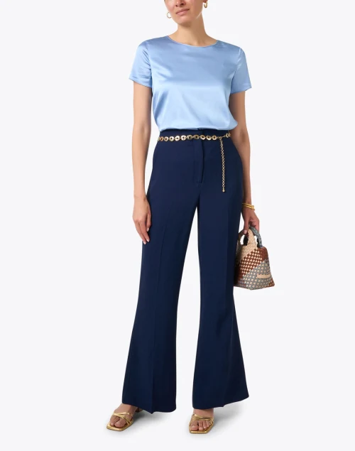 Blue Silk Satin T-Shirt