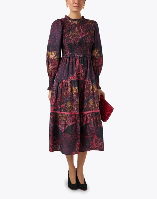 Ivy Magenta Print Cotton Dress