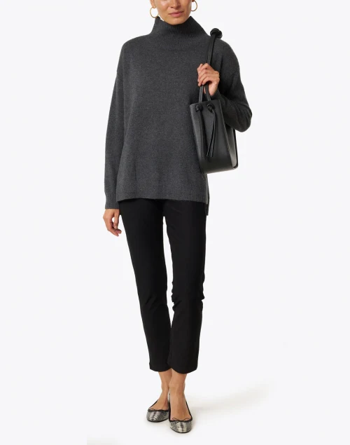 Black Stretch Crepe Slim Ankle Pant