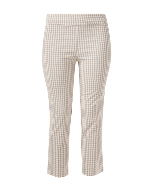 Brigitte Beige Check Cropped Pull On Pant