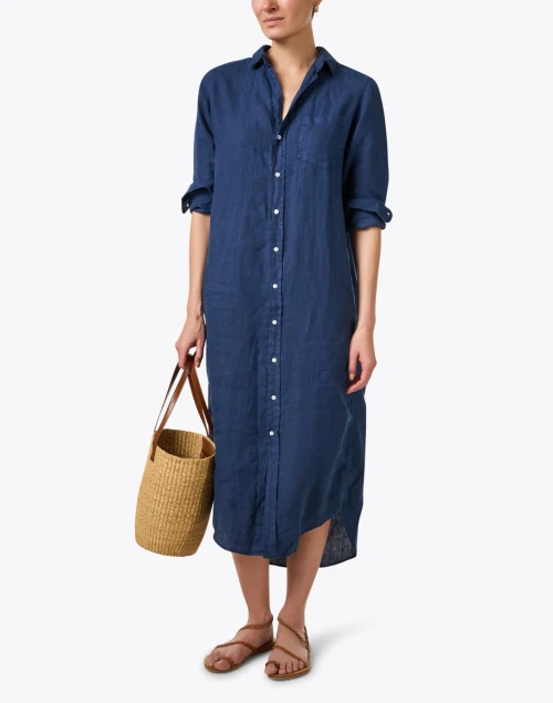 Rory Navy Linen Shirt Dress