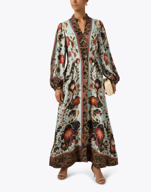 Blue Multi Print Maxi Dress