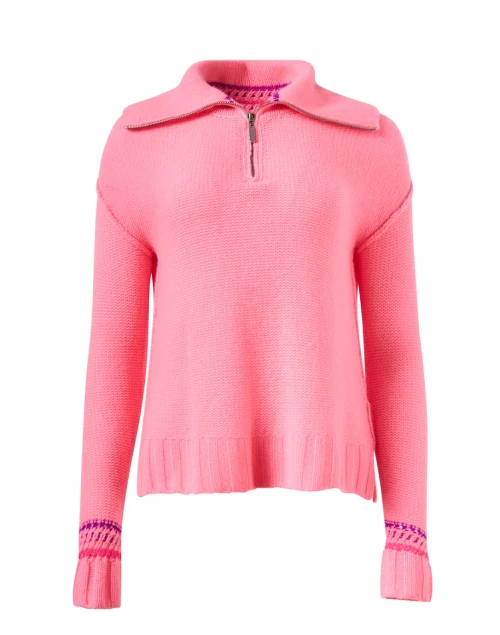 Pink Cashmere Quarter Zip Sweater