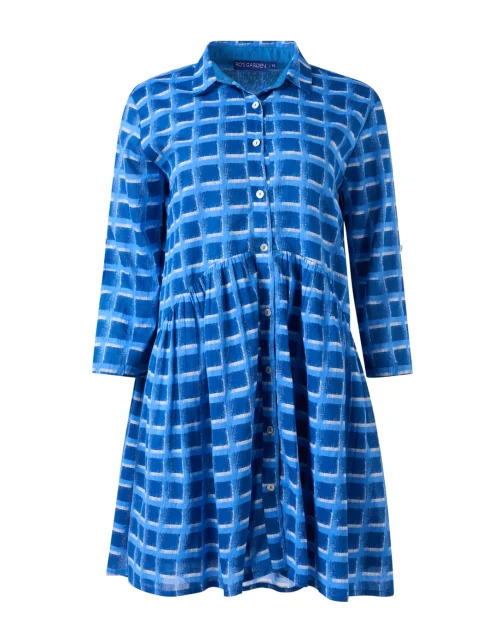Deauville Blue Check Print Shirt Dress