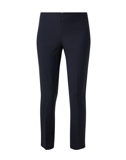 Navy Crepe Front Zip Pant