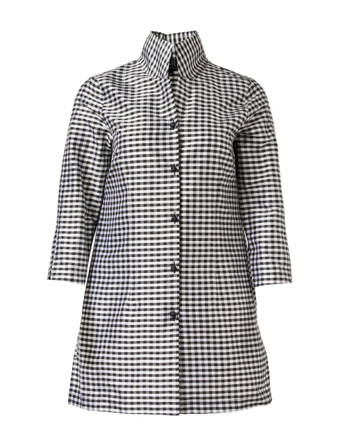 Rita Black and White Gingham Silk Top