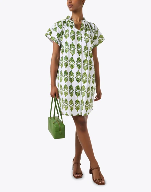 Jenny White and Green Print Dress