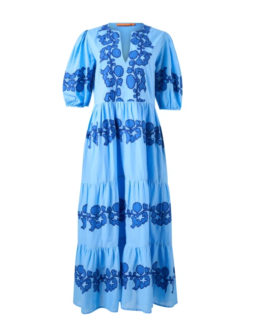 Tangier Blue Embroidered Dress