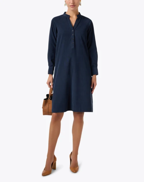 Navy Corduroy Shift Dress