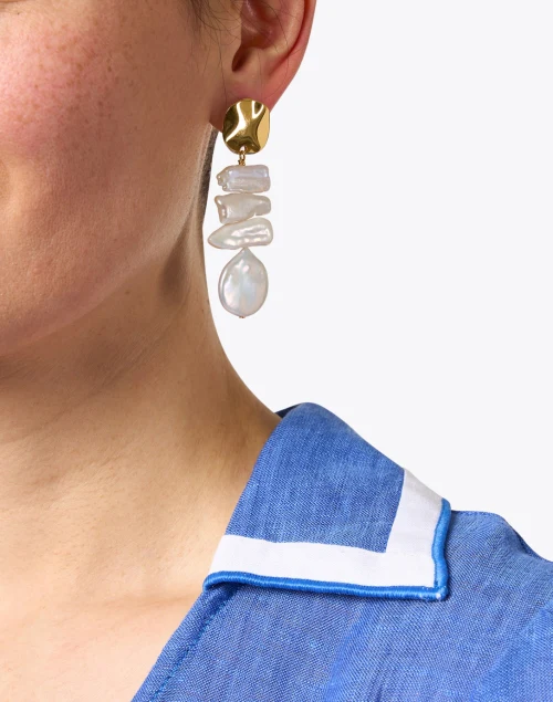 Gold and Pearl Drop Earrings