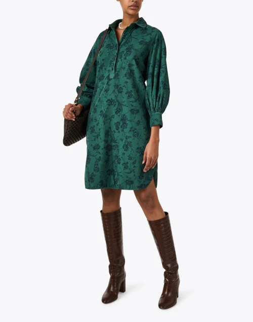 Green Floral Corduroy Dress