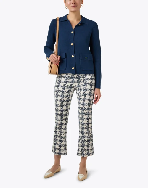 Navy Cotton Knit Cardigan