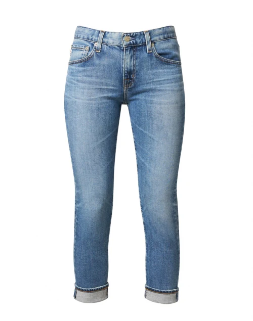 Relaxed Fit Slim Blue Cropped Jean