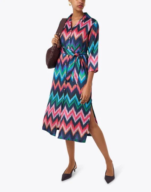 Nela Zig Zag Print Shirt Dress