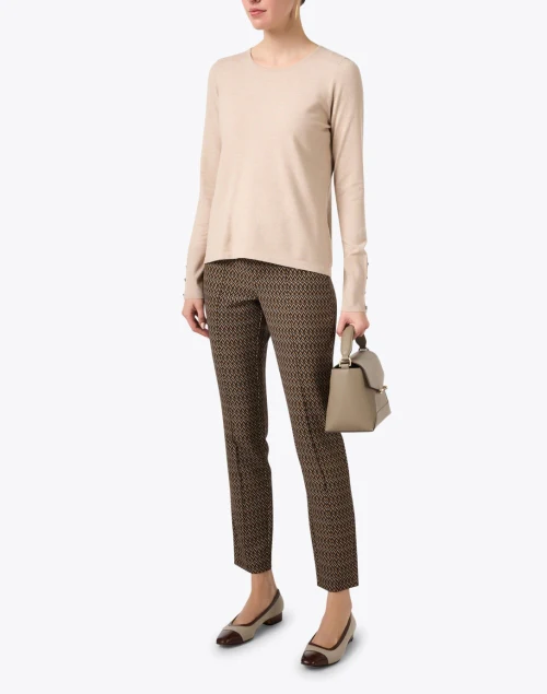 Tan Knit Button Cuff Top