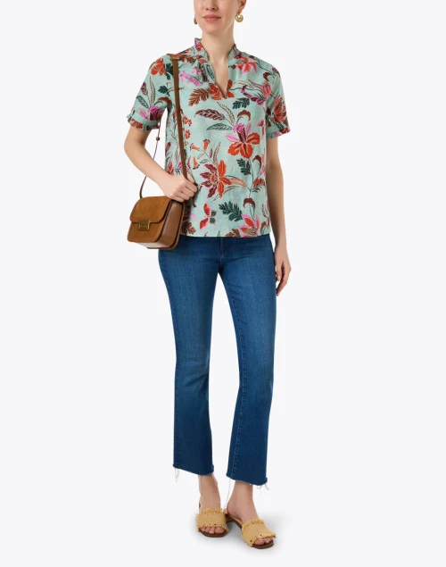 Ebisu Blue Floral Print Top