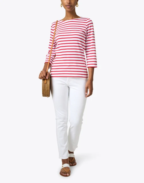 Galathee White and Red Striped Shirt