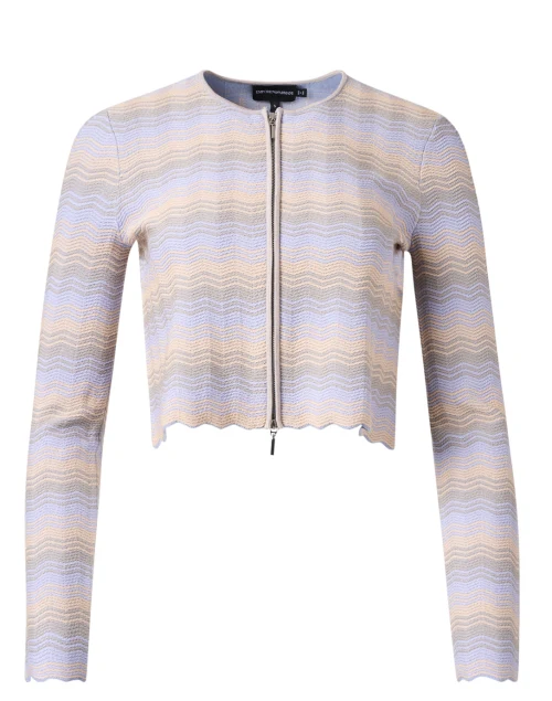 Grey and Pink Chevron Knit Jacket