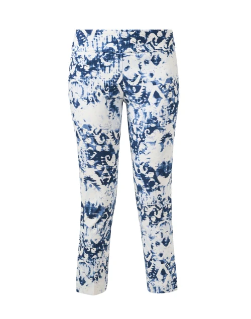 Navy and White Floral Print Pull On Crop Pant