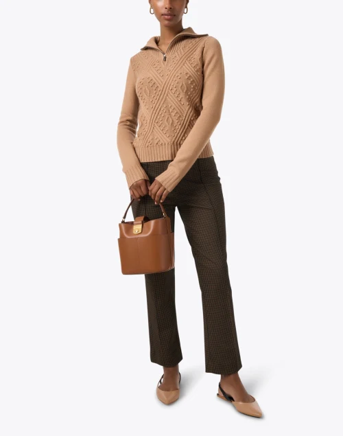 Etra Camel Quarter Zip Sweater