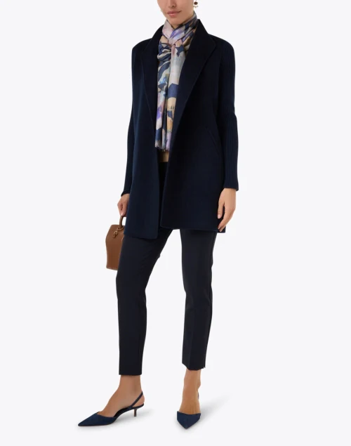 Navy Wool Cashmere Coat