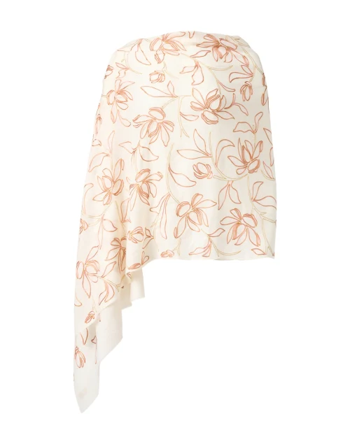 Ivory Floral Embellished Wool Scarf
