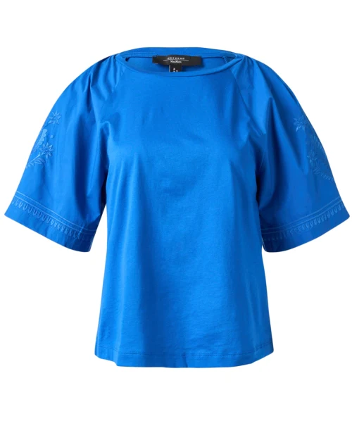 Livorno Blue Embroidered Top
