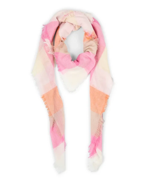 Sakura Pink Plaid Wool Cashmere Scarf