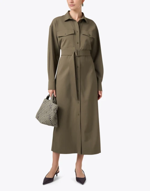 Khaki Green Shirt Dress