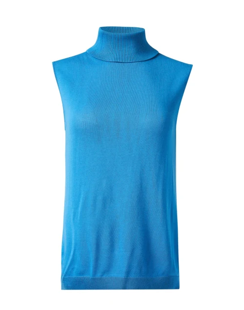 Blue Mock Neck Knit Top
