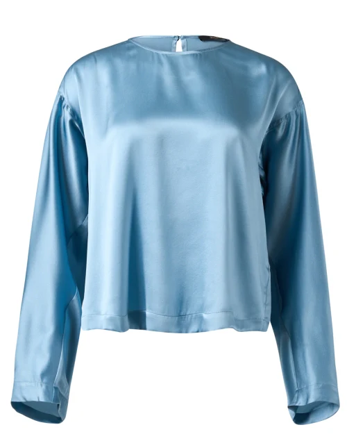 Blue Silk Stretch Blouse