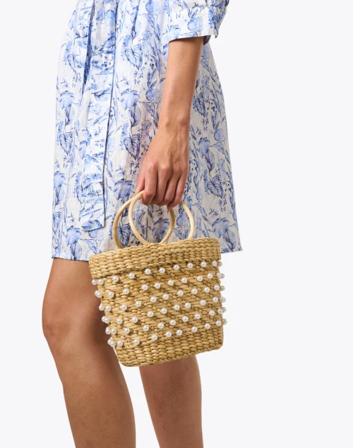 Mak Tan Pearl Woven Handbag