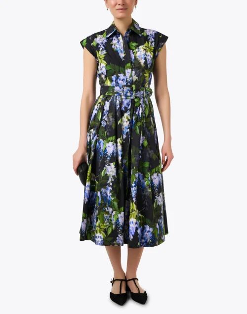 Octavia Black Floral Print Cotton Shirt Dress