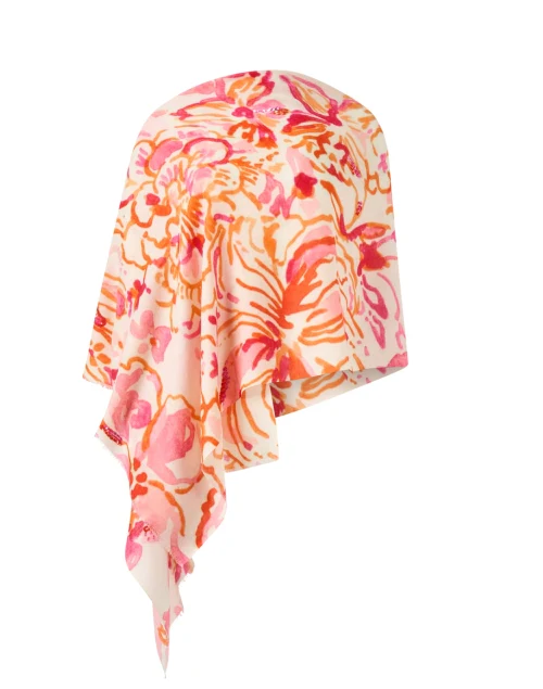Ivory and Pink Floral Abstract Print Scarf