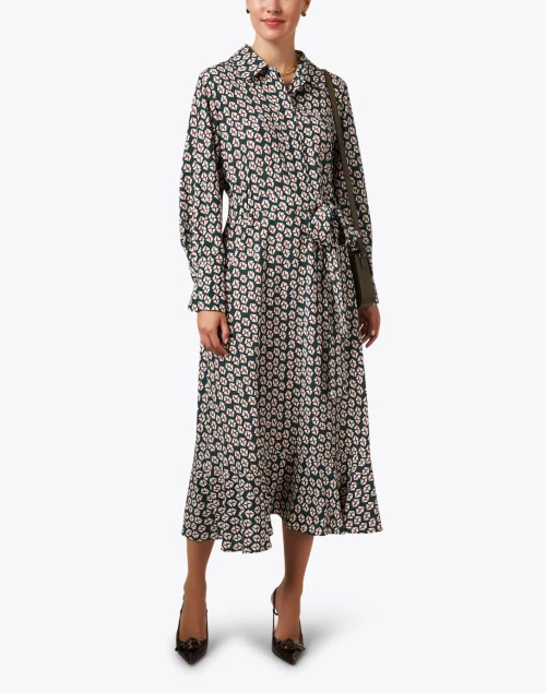 Multi Print Silk Shirt Dress