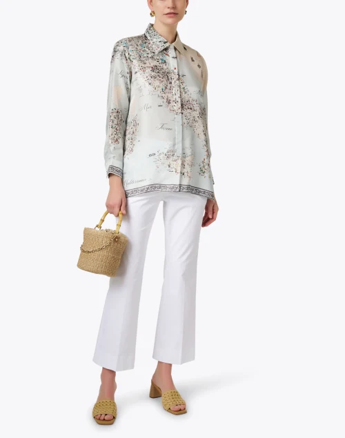 Italy Map Print Silk Shirt