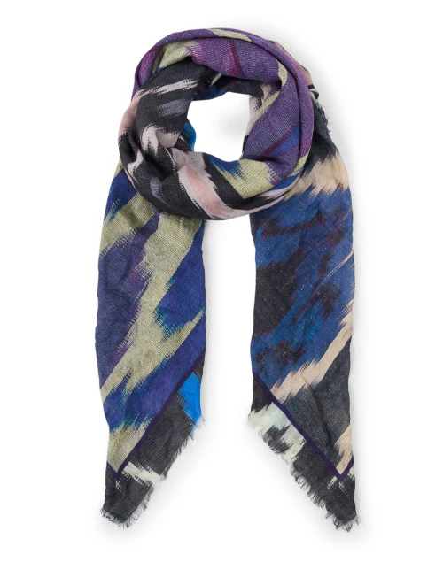 Indigo Multi Ikat Cashmere Scarf