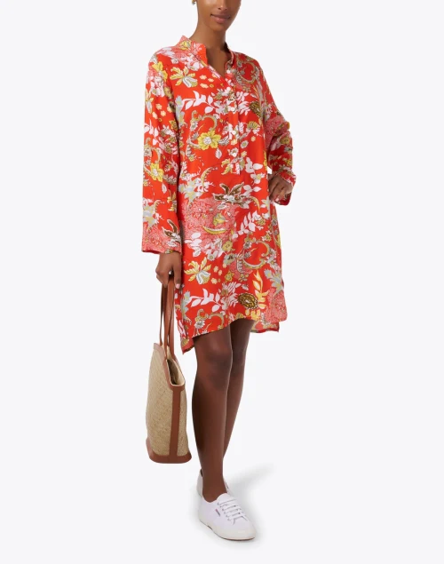 Orange Floral Print Dress
