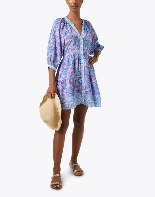 Clara Blue and Pink Print Dress