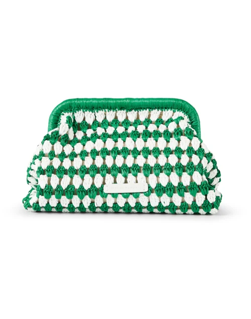 Glenda Green and Cream Crochet Raffia Clutch