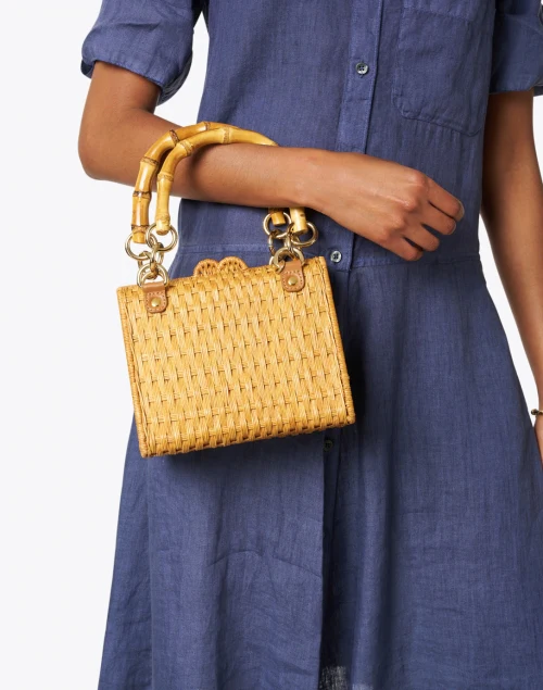 Paola Wicker Bamboo Handle Bag