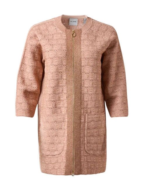 Pink Lurex Pointelle Knit Jacket