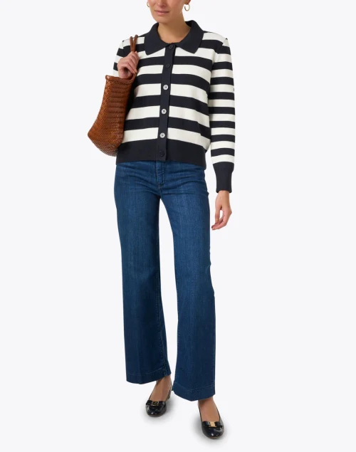 Galway Navy and Ivory Striped Cardigan