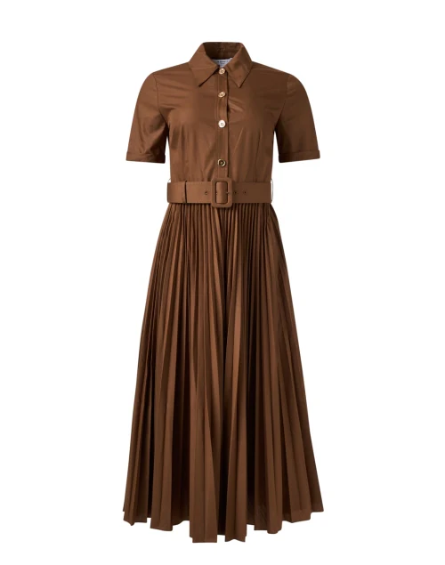 Cally Brown Pleated Shirt Dress